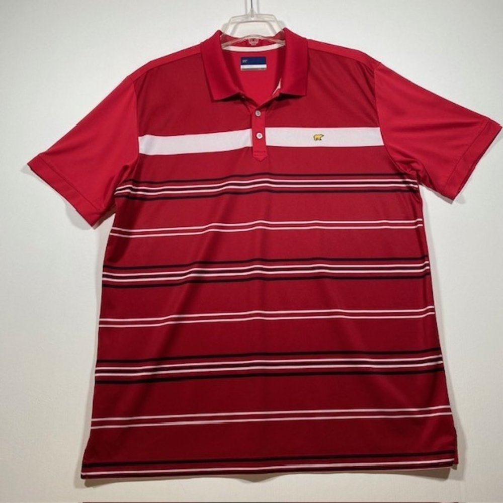 Jack Nicklaus StayDri Polo Shirt Men's XL Golden Bear Logo Red and White Striped